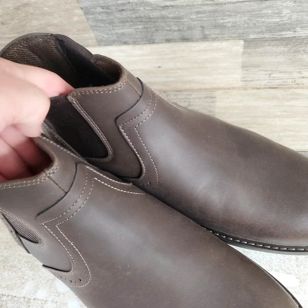 Nunn Bush Delton Mens Chelsea Boots Sz 11 W Brown Elastic Gore Slip On Plain Toe
